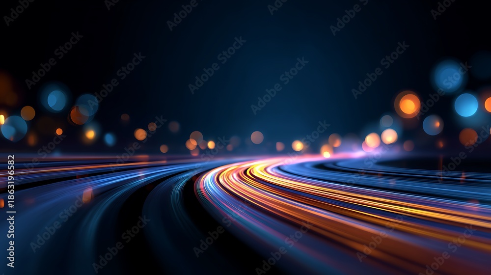 Fototapeta premium Abstract digital illustration of light trails resembling a futuristic highway