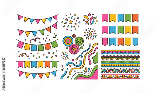 Set bundle holi decoration for party celebration and festive event