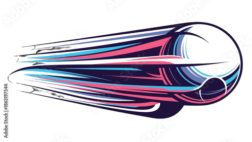 Dynamic colorful soccer ball with speed motion trails on an isolated white background