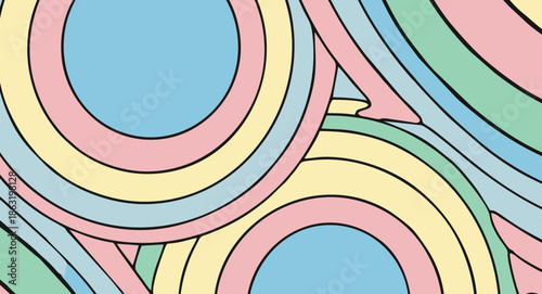 Abstract background with colorful waves. Trendy vector illustration in style modern 70s. Pastel colors