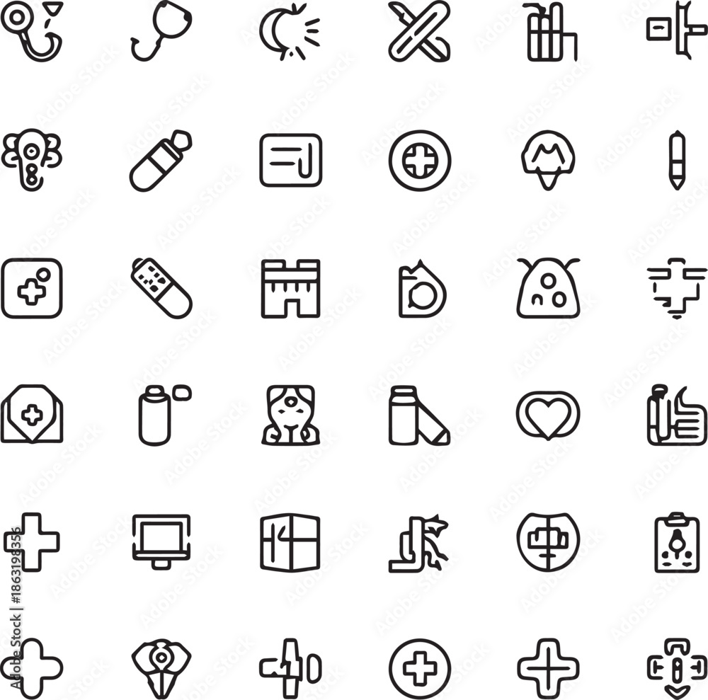 Fototapeta premium Medical Laboratory Research and Diagnostic Equipment Line Icons Set
