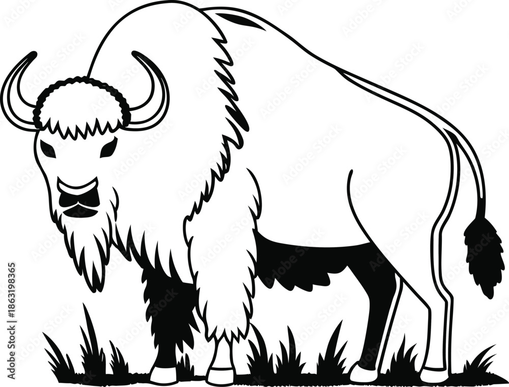 Obraz premium bison artistic silhouette vector illustration 