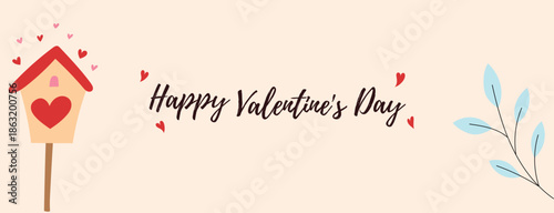 New Cute Happy Valentine's Day Vector illustration for website banner, social media banner, covers, wishes card, posters, business and marketing material. Happy Valentines Background Love Banner