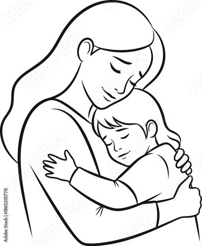 Mother comforting child