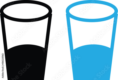 Water glass icon. Daily liquid intake. Drinking water symbols. Beverage glassware graphic design. Hydration and refreshment signs
