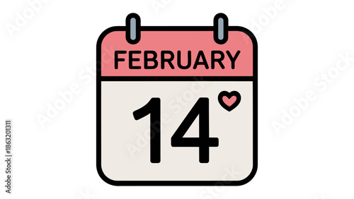 Love's Appointment: A charming calendar displays February 14th, a sweet reminder of Valentine's Day with a small heart symbol, on a soft pastel background.