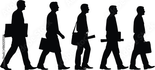 Silhouettes of businessmen walking