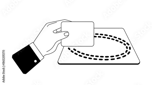 Hand holding a blank card, ready for a contactless interaction or scan on a platform