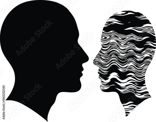 Silhouettes of two heads in conversation