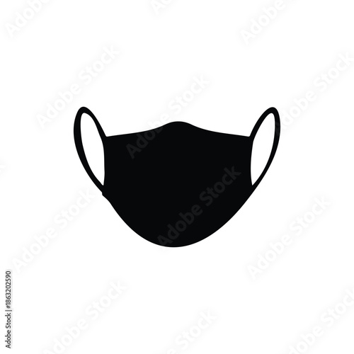 Surgical mask silhouette vector flat design on white background.