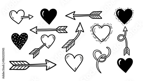 Love and Devotion: A collection of heart and arrow illustrations, perfect for expressing love, passion, and affection.