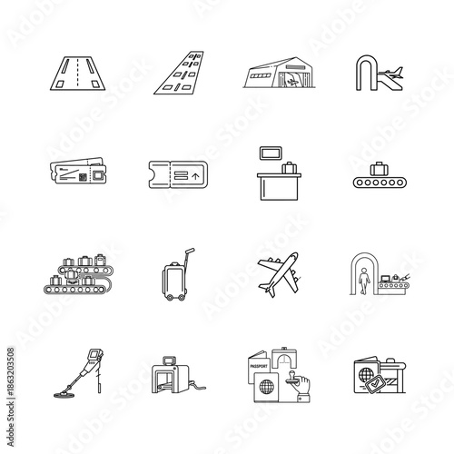 Aviation & Airport Icons Set for Airlines, Travel, and Airport Services