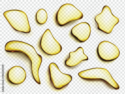 Shiny gold brush strokes collection on dark transparent background vector