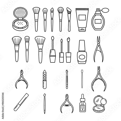 Beauty & Cosmetics Icons Set for Makeup, Skincare, and Personal Care