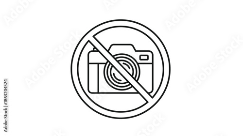No photography allowed a simple black and white prohibition sign with a camera symbol