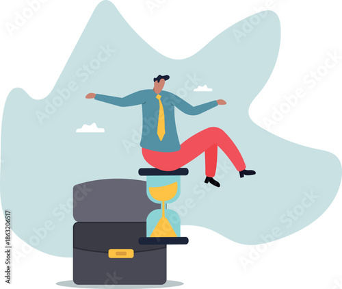 Wasting time waiting and never start new business, time fly or ineffective thinking or laziness.about a man and his life.