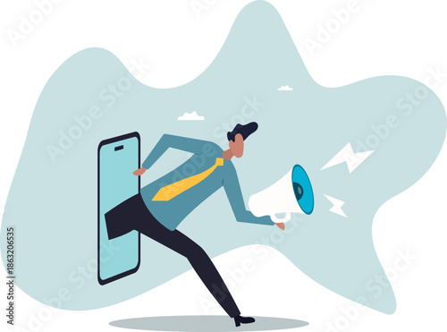 Mobile marketing, digital strategy using influencer or advertising with social media app targeting user smartphone .about a man and his life.