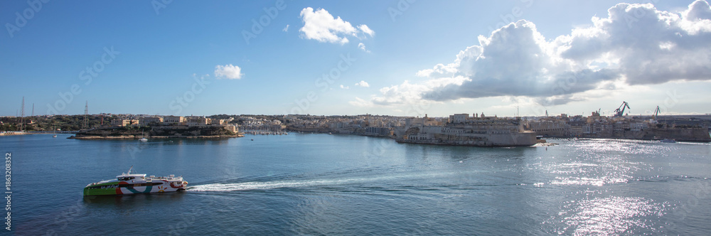 Obraz premium A View from Valletta to The Three Cities Malta