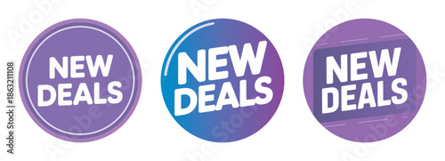Three styles of new deals promotion stickers for retail advertising