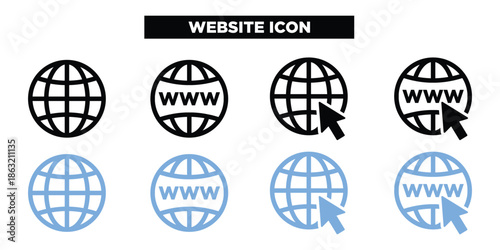 website vector icon set. go to our website sign. web access symbol. online www website icon.