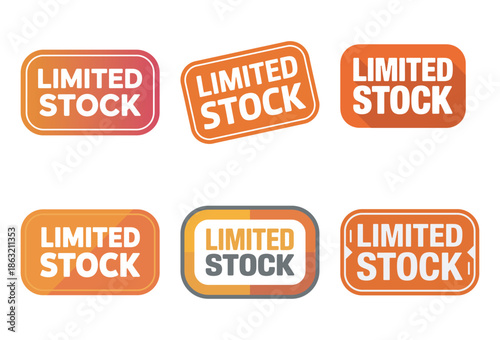 A collection of limited stock badges and stickers for e-commerce websites