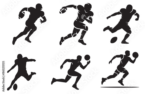 Dynamic Minimalist Vector Illustration of a Professional American Football Player Running in Action, Modern Flat Design Style for Sports Branding and Graphic Concepts. Vector EPS 10