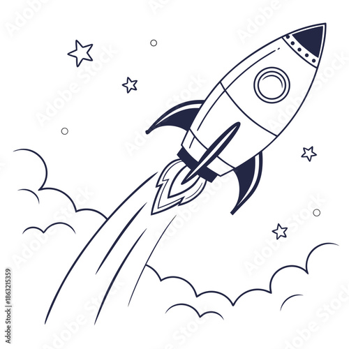 Flat Vector Rocket Launch Icon Startup Concept Graphic Design