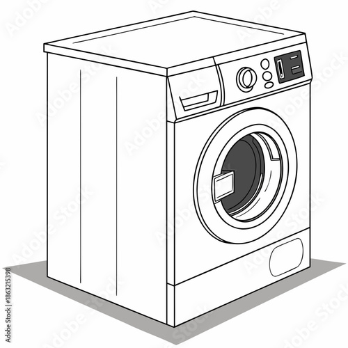Minimal Realistic Vector Illustration of Front Load Washer