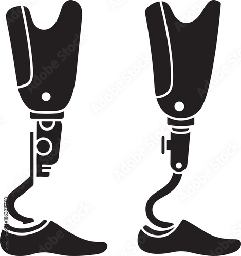 Two prosthetic legs icon set vector illustration