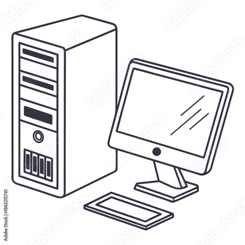 Minimal Flat Vector Icon of a Desktop Electronic Device