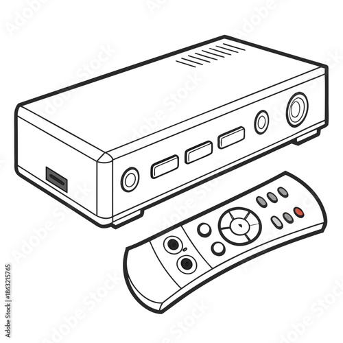 Modern Digital Setup Box Electronics Icon Vector Graphic