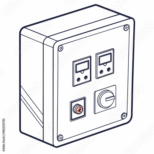 Minimal Industrial Electric Control Box Vector Icon Design