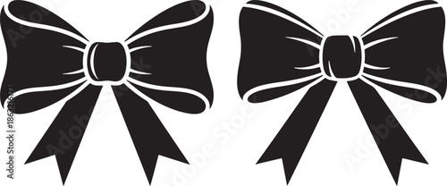 Two black bow silhouette icons for gift wrapping