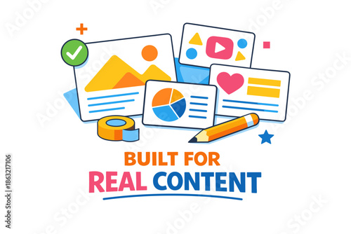 Creative infographic design with multimedia elements and text highlighting