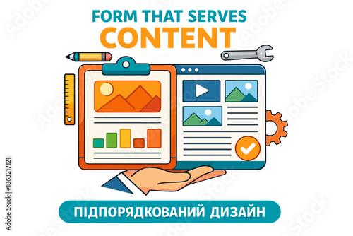Ui design concept with content and tools