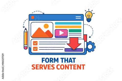 Interactive web form design with multimedia elements and download icon