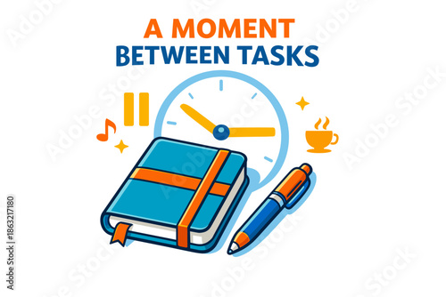 Relaxing break with journal and coffee: time management concept