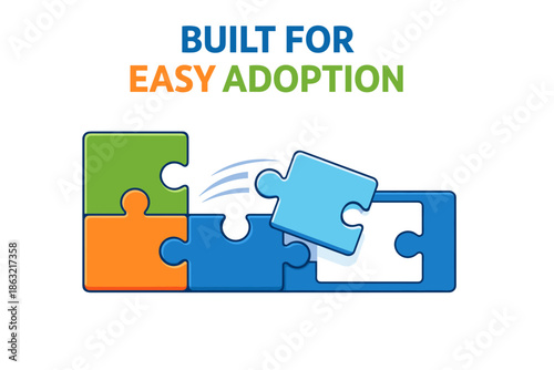 Colorful puzzle pieces representing easy adoption and integration concept
