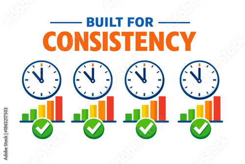 Built for consistency: clocks, bar graphs, and checkmarks reflect timeliness and stability