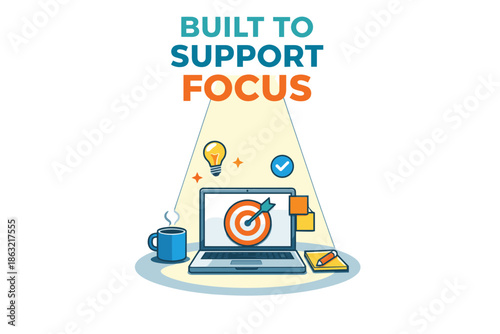 Workspace setup enhancing focus with laptop tea and notepad concept