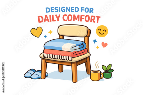 Cozy chair with blanket, slippers, and hot beverage for relaxation and comfort