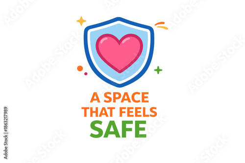 Heart emblem with shield symbolizing safety and protection