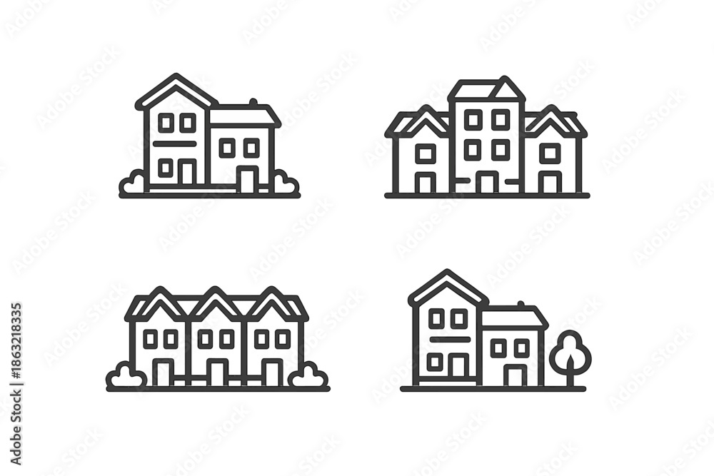 Fototapeta premium Set of minimalist house icons
