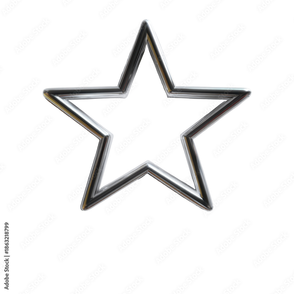 Obraz premium Metallic silver star shape on black background