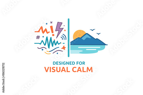 Contrast between chaos and tranquility in visual design concept