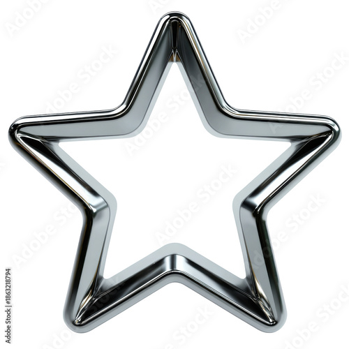 Silver metallic star outline with shiny finish