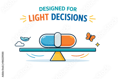 Balancing act: light decisions with blue-orange pill on see-saw