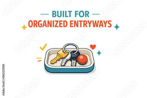 Tray with keys and accessories for organized entryways