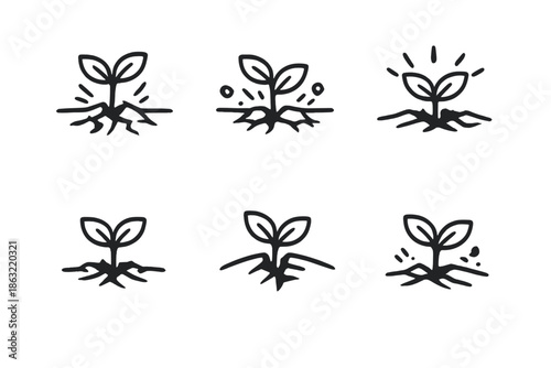 Growth and Development Seedling Icons Set