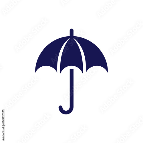Navy blue umbrella icon on white